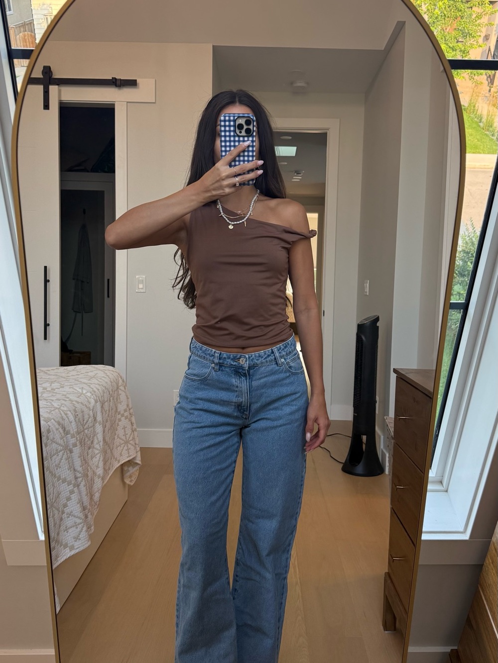 Women’s Brown Off-Shoulder Fitted Top